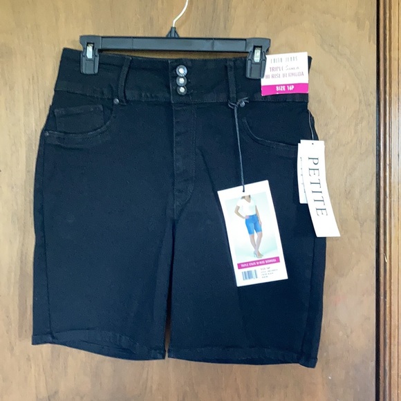 Faith Jeans high rise Bermuda jean denim short bling button 16 P - Picture 13 of 16